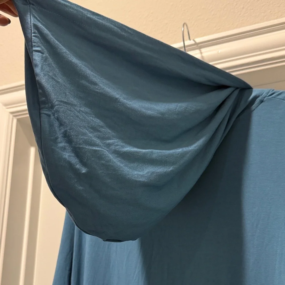 NWT Aleeza Paris Teal 39” Hooded Lounge Dress Size Large (oversized) - Picture 5 of 8